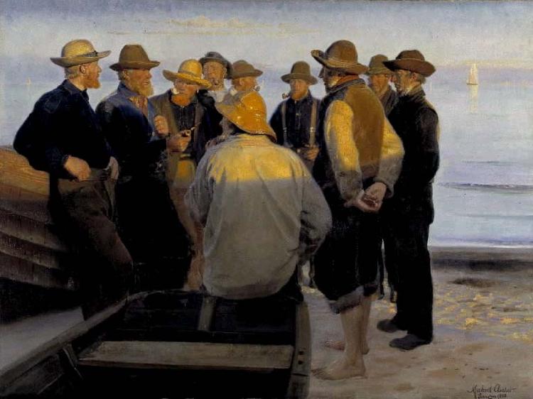 Michael Ancher Fishermen by the Sea on a Summer Evening France oil painting art